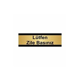 Özarslan Dizayn Lütfen Zile Basınız 10x20 cm Altın Renk Metal Yönlendirme Levhası