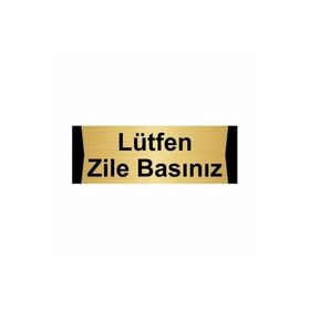 Özarslan Dizayn Lütfen Zile Basınız 7x20 cm Altın Renk Metal Yönlendirme Levhası