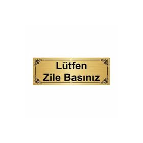 Özarslan Dizayn Lütfen Zile Basınız 7x20 cm Altın Renk Metal Yönlendirme Levhası