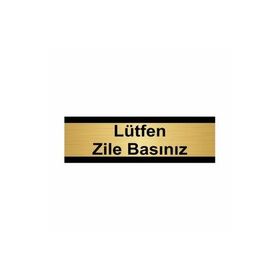 Özarslan Dizayn Lütfen Zile Basınız 7x20 cm Altın Renk Metal Yönlendirme Levhası