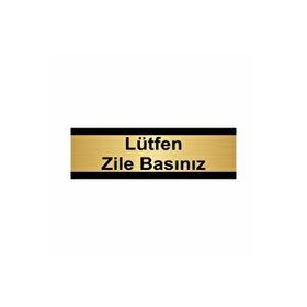 Özarslan Dizayn Lütfen Zile Basınız 7x20 cm Altın Renk Metal Yönlendirme Levhası