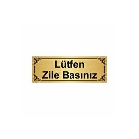 Özarslan Dizayn Lütfen Zile Basınız 7x20 cm Altın Renk Metal Yönlendirme Levhası