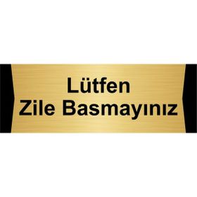 Özarslan Dizayn Lütfen Zile Basmayınız 5x20 cm Altın Renk Metal Yönlendirme Levhası