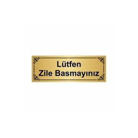 Özarslan Dizayn Lütfen Zile Basmayınız 7x20 cm Altın Renk Metal Yönlendirme Levhası