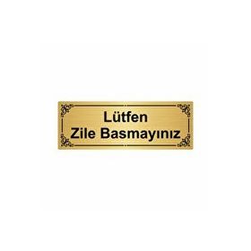 Özarslan Dizayn Lütfen Zile Basmayınız 7x20 cm Altın Renk Metal Yönlendirme Levhası
