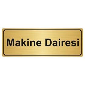 Özarslan Dizayn Makine Dairesi 10x20 cm Altın Renk Metal Yönlendirme Levhası