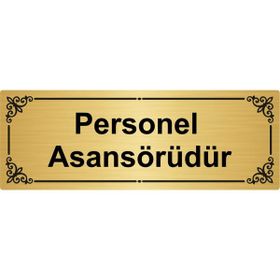Özarslan Dizayn Personel Asansörüdür 7x20 cm Altın Renk Metal Yönlendirme Levhası