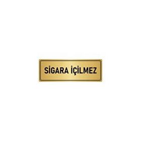 Özarslan Dizayn Sigara İçilmez 10x20 cm Altın Renk Metal Yönlendirme Levhası