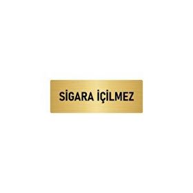 Özarslan Dizayn Sigara İçilmez 10x20 cm Altın Renk Metal Yönlendirme Levhası