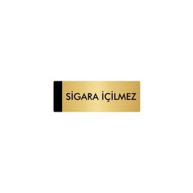 Özarslan Dizayn Sigara İçilmez 10x20 cm Altın Renk Metal Yönlendirme Levhası