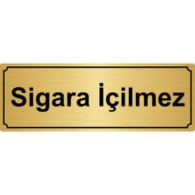Özarslan Dizayn Sigara İçilmez 10x20 cm Altın Renk Metal Yönlendirme Levhası