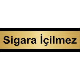 Özarslan Dizayn Sigara İçilmez 10x20 cm Altın Renk Metal Yönlendirme Levhası
