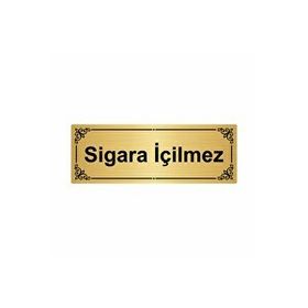 Özarslan Dizayn Sigara İçilmez 7x20 cm Altın Renk Metal Yönlendirme Levhası