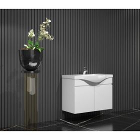 Özceden Yıldız 80 cm Komple Parlak Beyaz Renkli Mdf Alt Dolap ve Lavabo Taşı