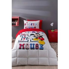 Özdilek 155x215 cm Mickey Mouse Collage Tek Kişilik Lastikli Fitted Çarşaf Çocuk Uyku Seti