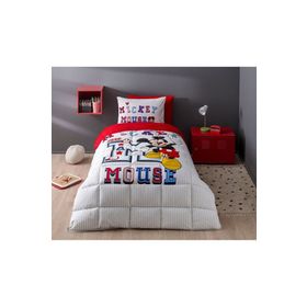 Özdilek 155x215 cm Mickey Mouse Collage Tek Kişilik Lastikli Fitted Çarşaf Çocuk Uyku Seti