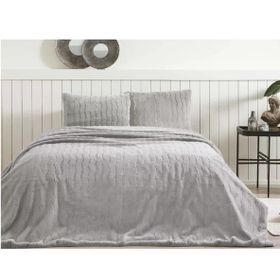 Özdilek 230x250 Gri Carmen Kürklü Peluş Doku Çift Kişilik Yatak Örtüsü