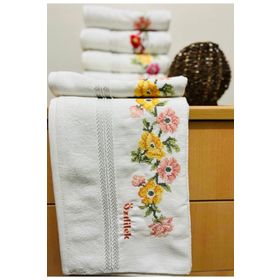 Özdilek Açelya Nakışlı 1 Adet 50x90 cm Beyaz El Havlusu