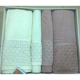 Özdilek Adria Krem Pembe 4 Parça Kadife Havlu Set