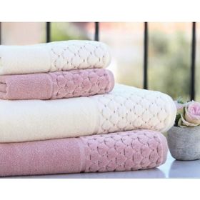 Özdilek Adria Krem Pembe 4 Parça Kadife Havlu Set