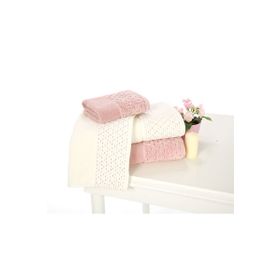 Özdilek Adria Krem Pembe 4 Parça Kadife Havlu Set