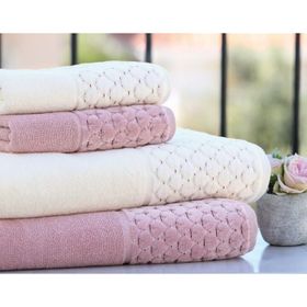 Özdilek Adria Krem Pembe 4 Parça Kadife Havlu Set