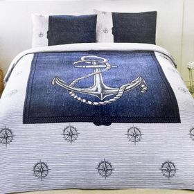 Özdilek Anchor Denim Ranforce Mavi Tek Kişilik Pike Takımı
