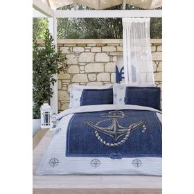 Özdilek Anchor Denim Ranforce Mavi Tek Kişilik Pike Takımı