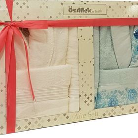 Özdilek Aster Mint Krem Papatya Aile Bornoz Set