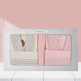 Özdilek BC105218 Graph Happy Set Pembe Krem Bornoz Seti