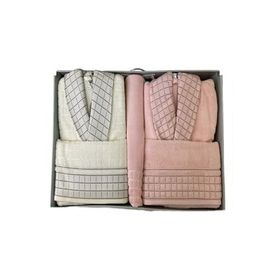 Özdilek BC105218 Graph Happy Set Pembe Krem Bornoz Seti