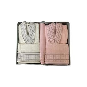 Özdilek BC105218 Graph Happy Set Pembe Krem Bornoz Seti
