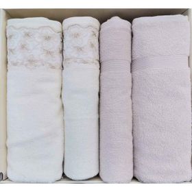 Özdilek Begonvil Krem Bej Banyo Havlu Takım 4 Parça Best Hamam Seti