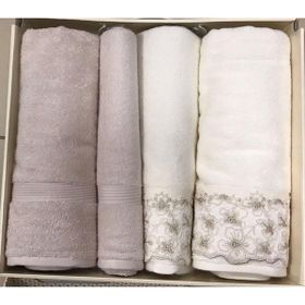 Özdilek Begonvil Krem Bej Banyo Havlu Takım 4 Parça Best Hamam Seti