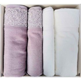 Özdilek Begonvil Krem Mürdüm Banyo Havlu Takım 4 Parça Best Hamam Seti