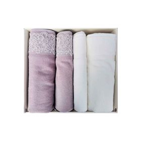 Özdilek Begonvil Krem Mürdüm Banyo Havlu Takım 4 Parça Best Hamam Seti