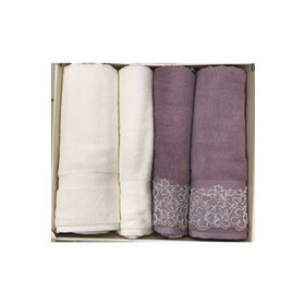 Özdilek Begonvil Krem Mürdüm Banyo Havlu Takım 4 Parça Best Hamam Seti