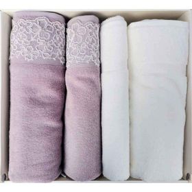 Özdilek Begonvil Krem Mürdüm Banyo Havlu Takım 4 Parça Best Hamam Seti
