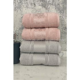 Özdilek Blossom 4 Adet Pembe-Gri El-Yüz Havlusu