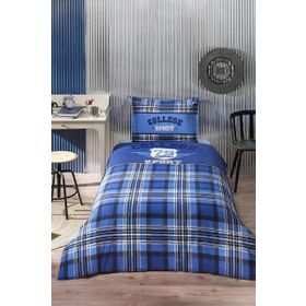 Özdilek Blue Squares Mavi Ranforce Tek Kişilik Nevresim Takımı