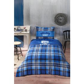 Özdilek Blue Squares Mavi Ranforce Tek Kişilik Nevresim Takımı