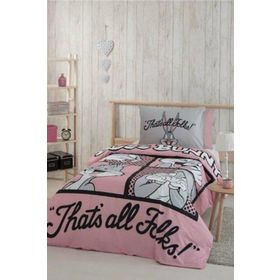 Özdilek Bugs Bunny Folks Pembe Tek Kişilik Nevresim Takımı