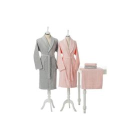 Özdilek Camellia Gri Pembe Bornoz Seti