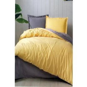 Özdilek Colormix Düz Çift Kişilik Hardal Antrasit Nevresim Takımı
