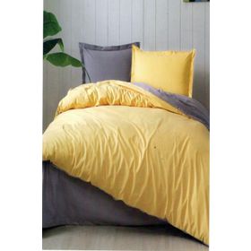 Özdilek Colormix Düz Çift Kişilik Hardal Antrasit Nevresim Takımı