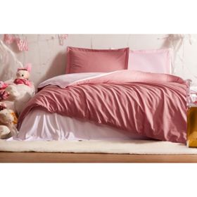 Özdilek Colormix Koyu Mercan Açık Mercan Çift Kişilik Ranforce Nevresim Takımı