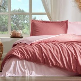 Özdilek Colormix Koyu Mercan Açık Mercan Çift Kişilik Ranforce Nevresim Takımı