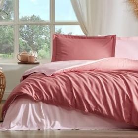 Özdilek Colormix Koyu Mercan Açık Mercan Çift Kişilik Ranforce Nevresim Takımı