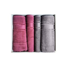Özdilek Colourist Best Set Açık Antrasit Koyu Pembe Hamam Takımı