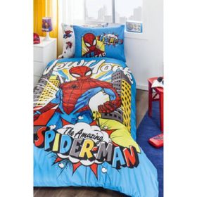 Özdilek Disney Spiderman Newyork Mavi Tek Kişilik Nevresim Takımı